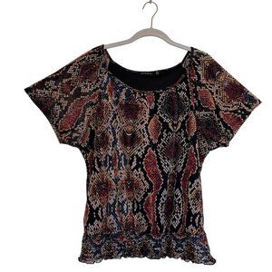 Notations Women's Pullover Multicolor Print Short Sleeve Top - Size XL